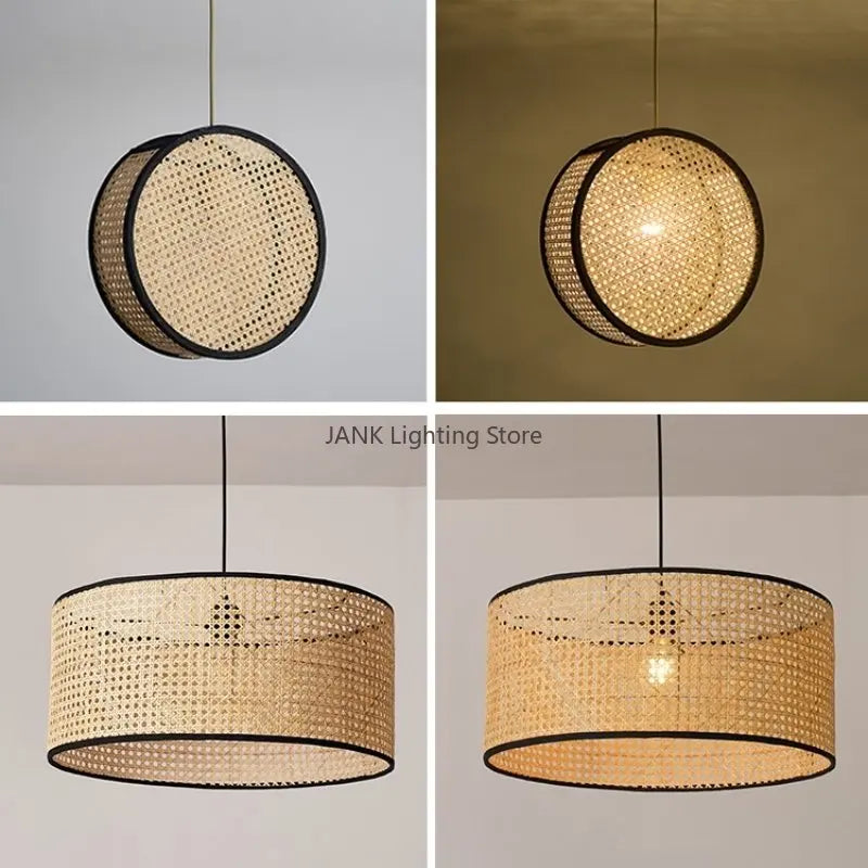 Lustre d'art Rural chinois noyau de bambou rotin LED chambre Restaurant étude lampe à Suspension luminaires décoratifs d'intérieur - vue 6 sur 15