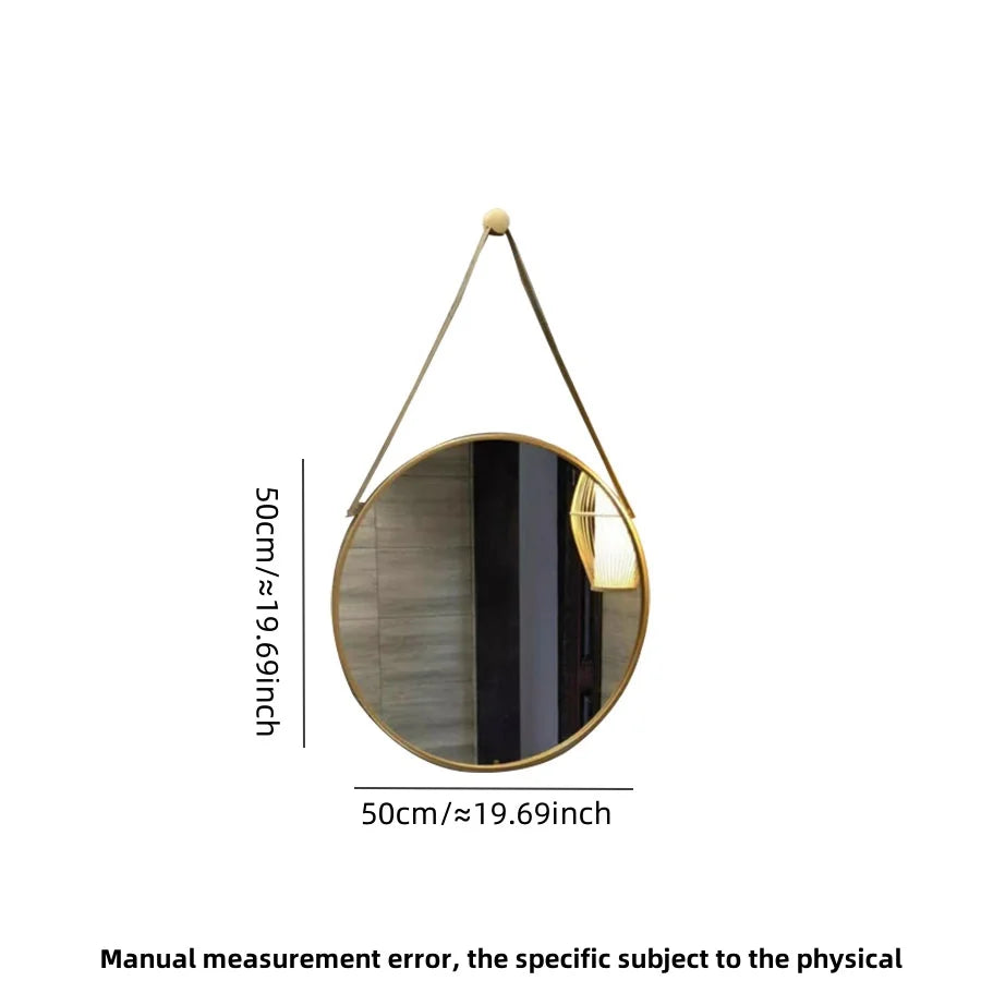 miroir rond doré mural pour salle de bain et coiffure - vue 13 sur 18