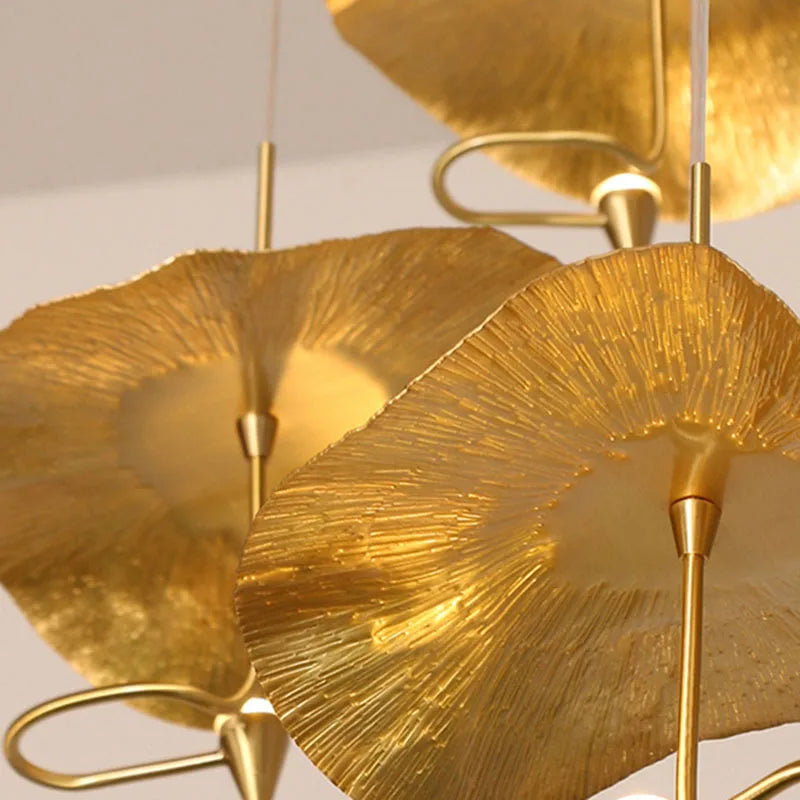 lustre led art déco en cuivre avec fil réglable - vue 5 sur 10