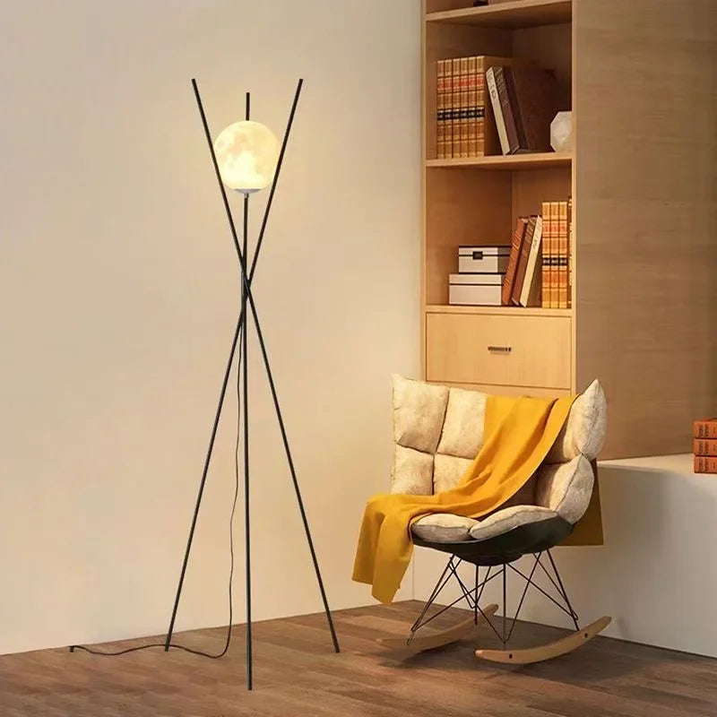 lampadaire led moderne boule de verre trépied lampe décorative - vue 6 sur 10