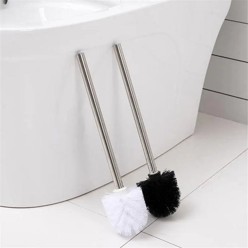brosse de toilette en plastique avec manche inox et poils souples - vue 5 sur 8
