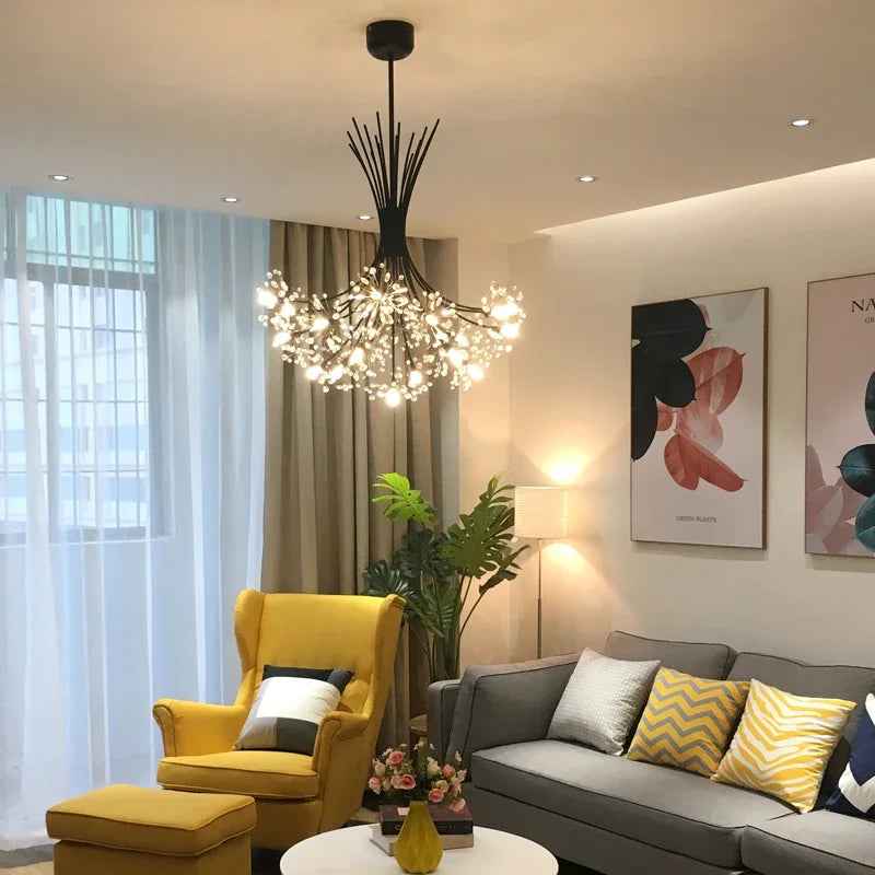 lustre moderne en cristal avec 	 led luminaria lampadario - vue 4 sur 10