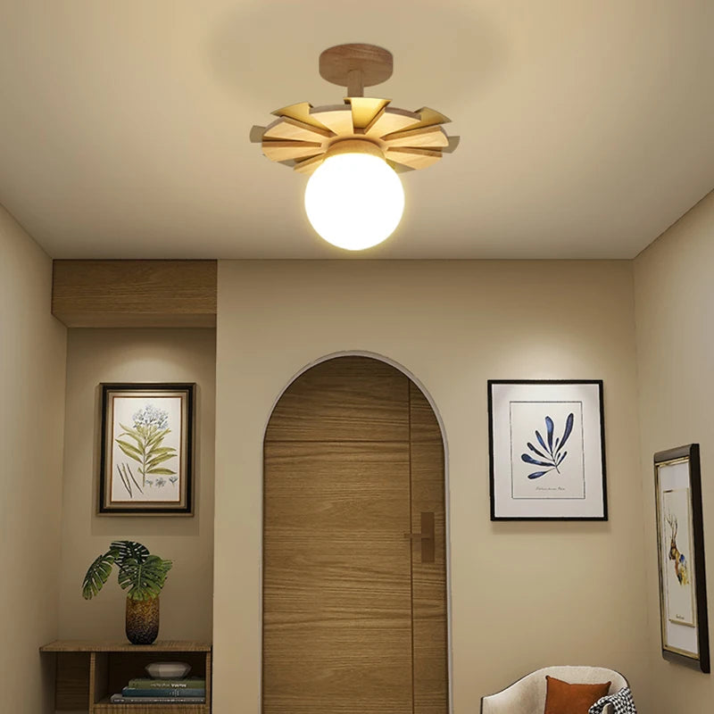applique murale suspendue en bois nordique avec bras oscillant led - vue 4 sur 7
