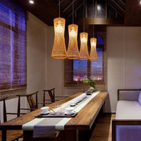 lustre en bambou et rotin tissé style japonais pour décoration