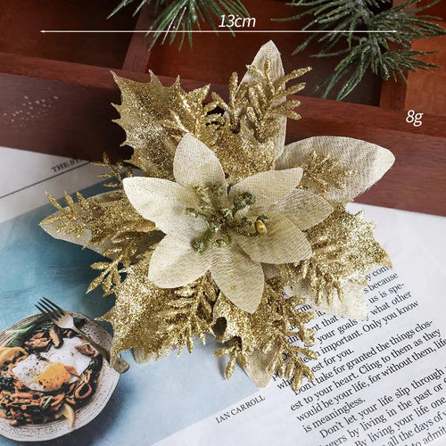 décoration suspendue fleur pailletée pour arbre de noël - vue 33 sur 34