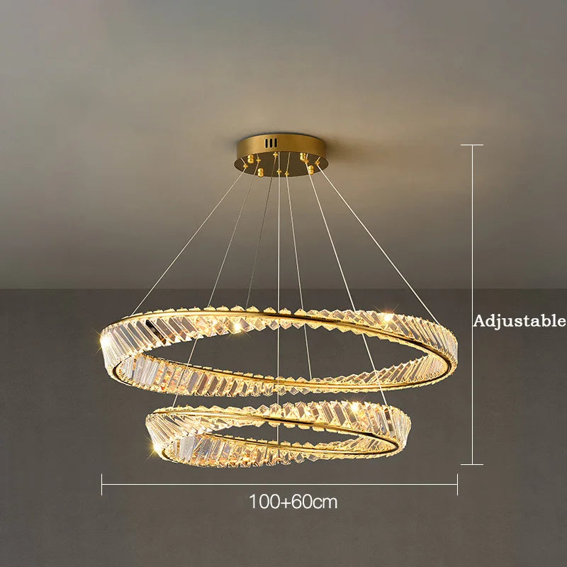 suspension moderne en aluminium et cristal led - vue 9 sur 14