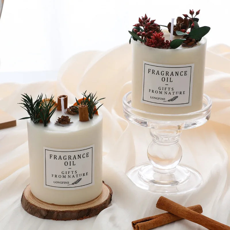 bougies parfumées romantiques en cire de soja avec fleurs séchées - vue 3 sur 10