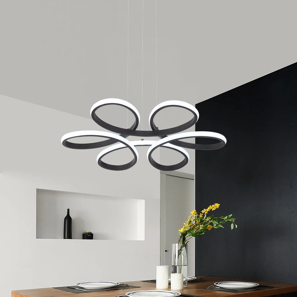 lustre moderne en aluminium acrylique led avec télécommande réglable - vue 4 sur 10