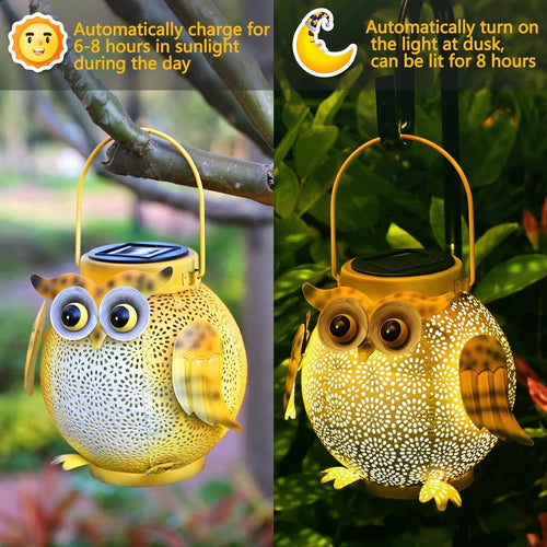 lanternes solaires hibou décoratives pour jardin extérieur - vue 3 sur 7