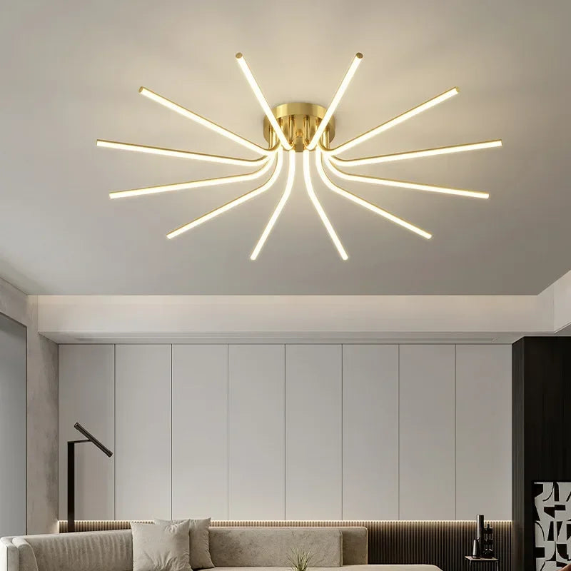 plafonnier led moderne en cuivre pour décoration artistique - vue 3 sur 18