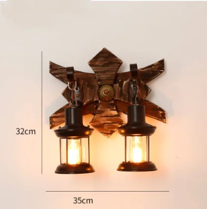 Applique murale LED industrielle rétro en bois - vue 16 sur 21