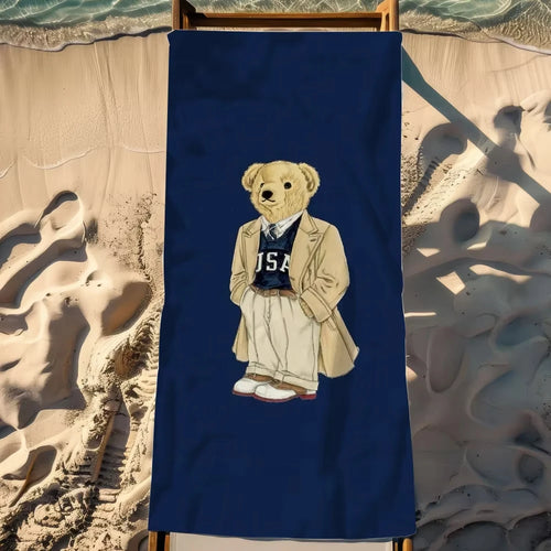 Serviette de plage microfibre séchage rapide oursons voyage - vue 4 sur 5