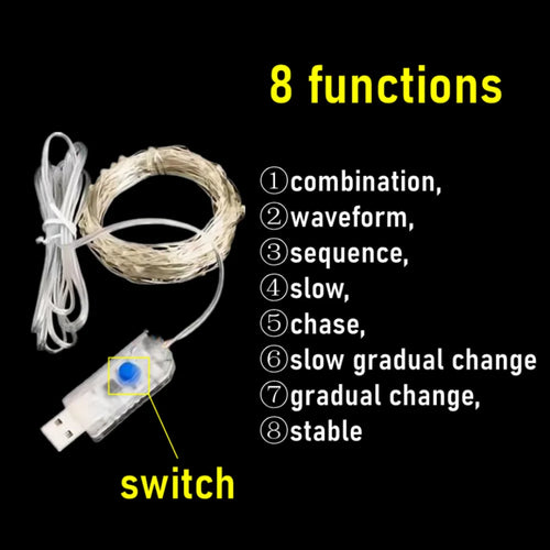 guirlande lumineuse led usb étanche pour décorations de fête - vue 3 sur 14