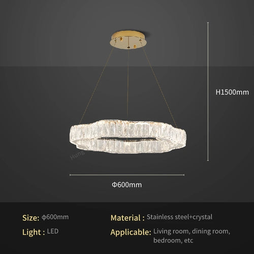lustre moderne en cristal avec éclairage led design élégant - vue 12 sur 13