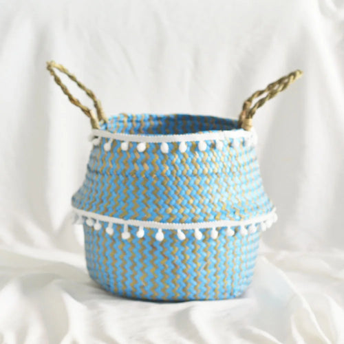panier pliable en paille d'algues pour rangement et décoration intérieure - vue 5 sur 7