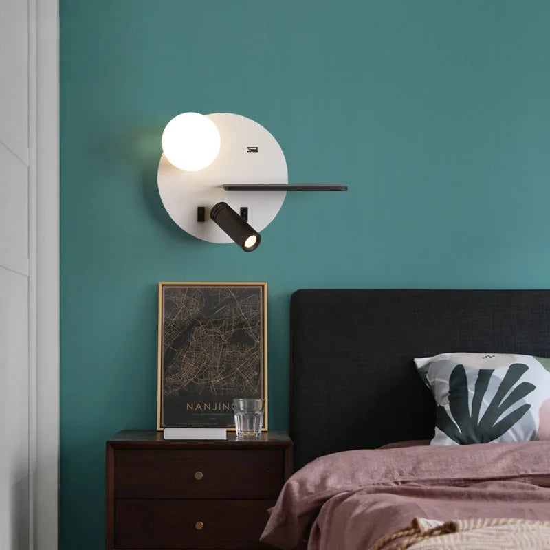 applique murale led avec chargement usb pour téléphone portable - vue 3 sur 10