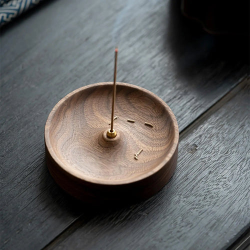 brûleur d'encens rond en bois pour méditation et décoration intérieure - vue 3 sur 6
