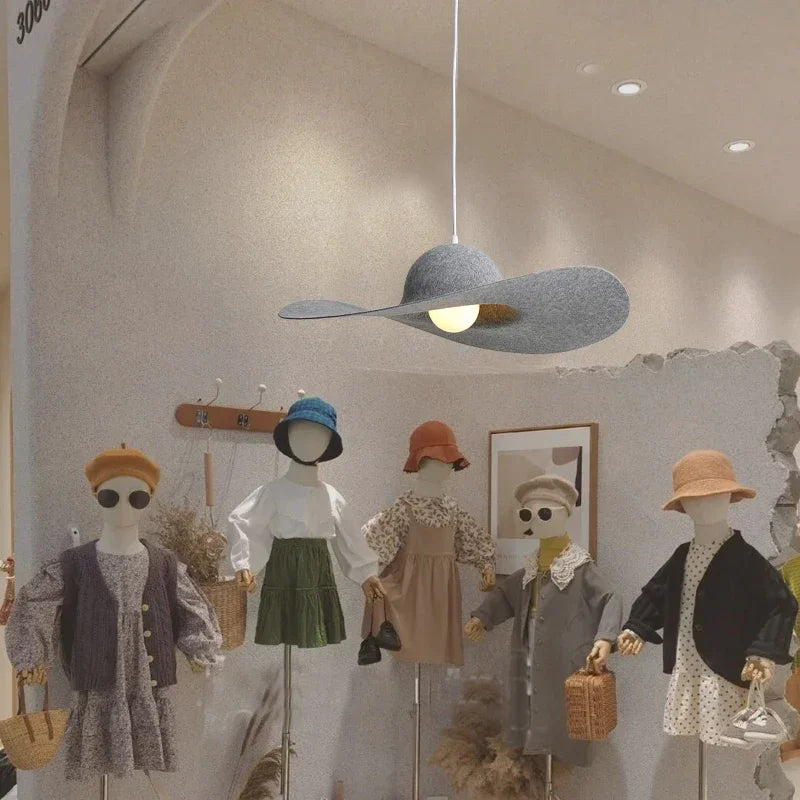 Felt Pendant Lamps Nordic Hat Chandelier Ceiling Hanging Light for Living Dining Room Bedroom - vue 2 sur 12