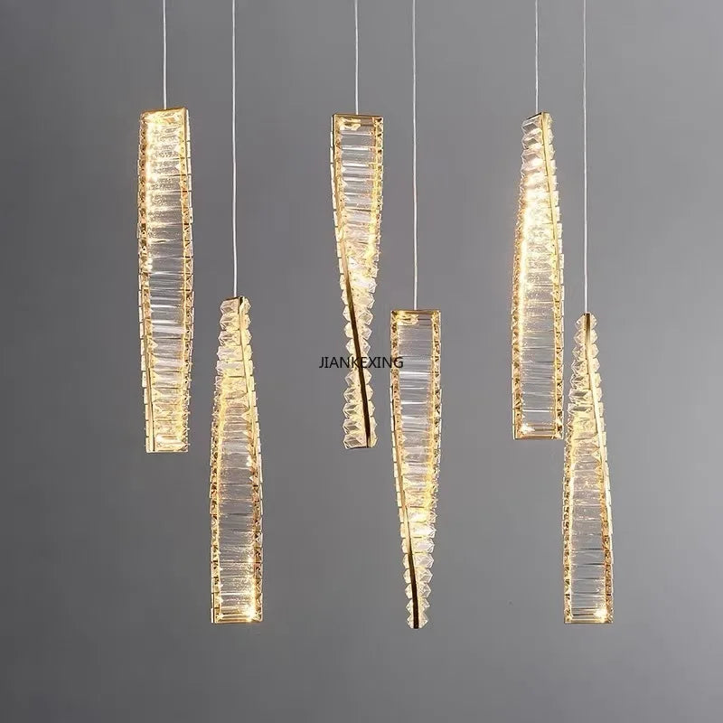 Creative and Personalized Long Crystal Light,Walkway Bedroom TV Background Wall Lamp Luxury  Simple LED Suspension Lamps - vue 4 sur 12