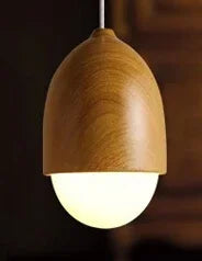 suspension moderne en verre et bois avec champignons - vue 7 sur 8