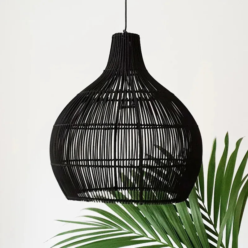 suspension en osier japonais tissée à la main en forme de cage - vue 13 sur 15