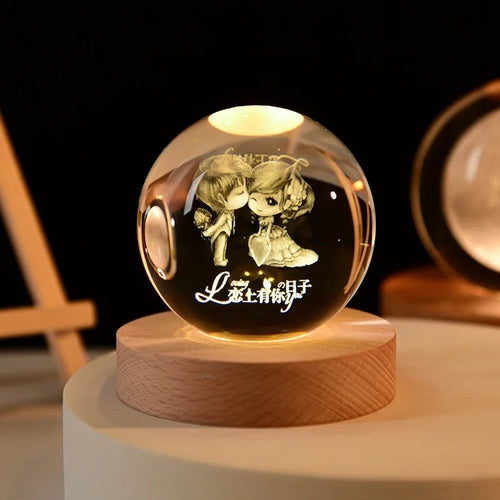 boule de cristal 3D système solaire gravé cadeau décoratif - vue 28 sur 32