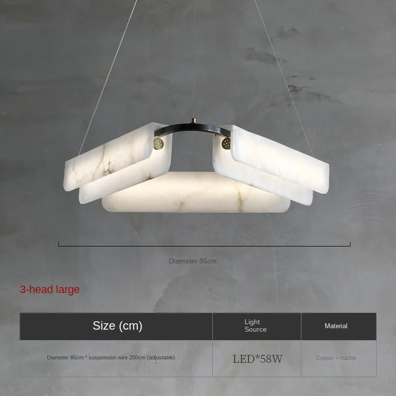 lustre en marbre naturel pur et cuivre design lumineux moderne - vue 8 sur 11