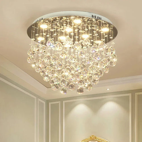 lustre à led avec boules de cristal pour intérieur moderne - vue 5 sur 12