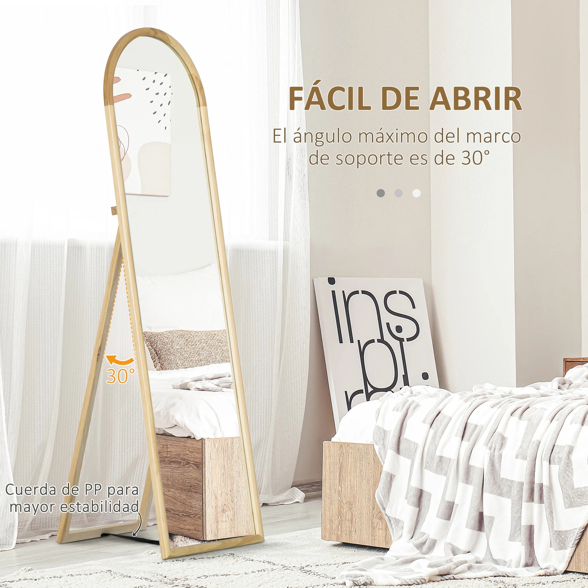 miroir de sol en bois massif design élégant pour intérieur - vue 7 sur 7