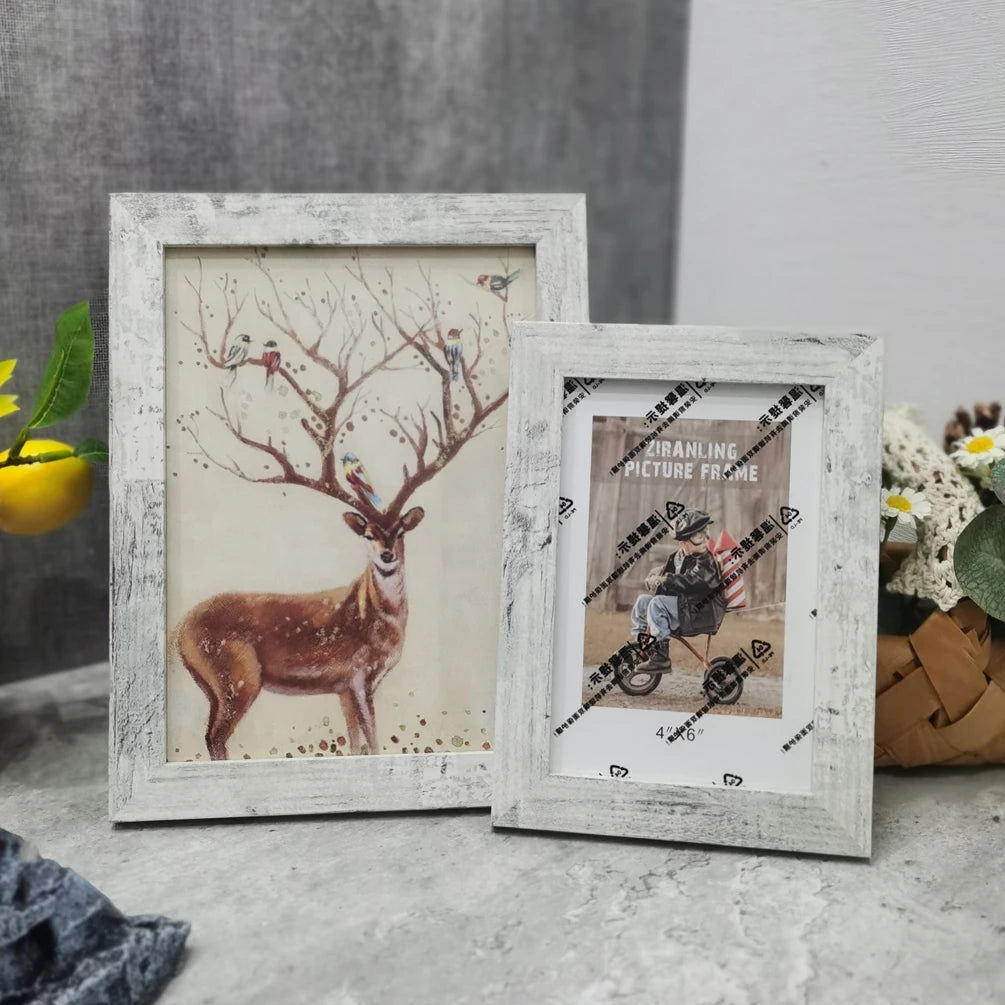 cadre photo rétro en bois pour décoration de bureau - vue 4 sur 10