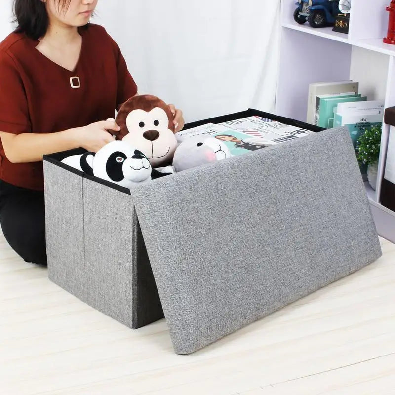 banc ottoman pliable avec rangement en tissu rectangulaire - vue 6 sur 6
