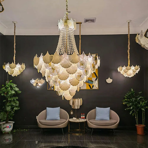 lustre suspendu led art déco ginkgo dimmable pour un éclairage élégant - vue 5 sur 14
