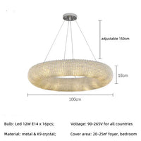 Modern Luxury Crystal Loft Chandelier Living Room Lustre Pendant Lamp Suspension Home Interior Decor Hanging Light Fixtures