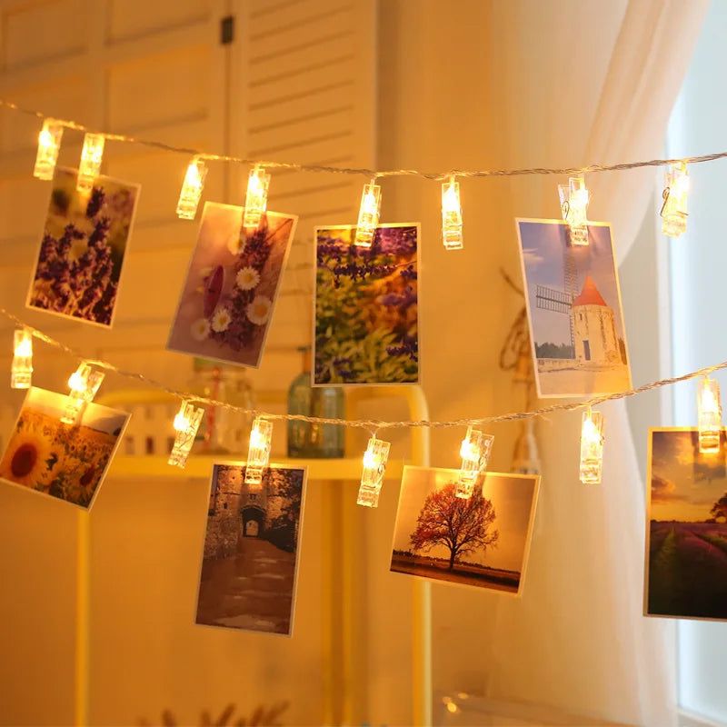 guirlande lumineuse led avec support photo pour décoration festive - vue 4 sur 8