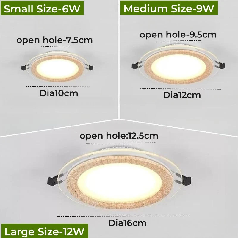 Plafonnier LED encastré Ultra-mince en Grain de bois - vue 4 sur 10