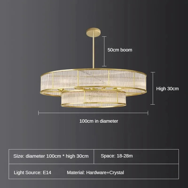 lustre en cristal rétro circulaire design pour décoration intérieure - vue 10 sur 15