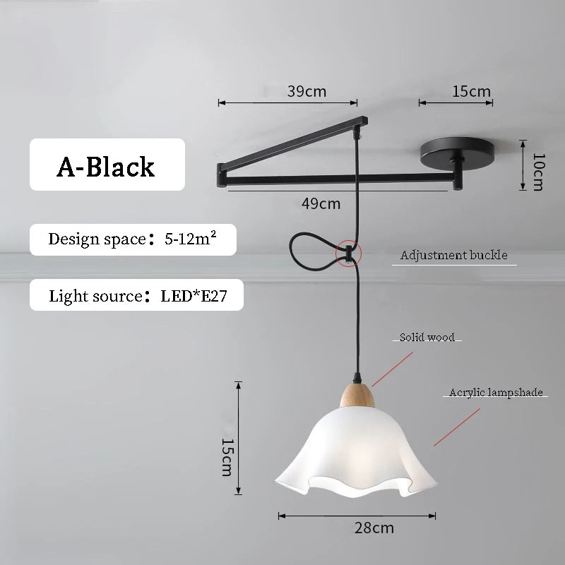 Lustres à bascule de Table à manger modernes LED peuvent être déplacés lampes à long poteau nordique Simple télescopique pliant lustre à bras Long - vue 8 sur 22