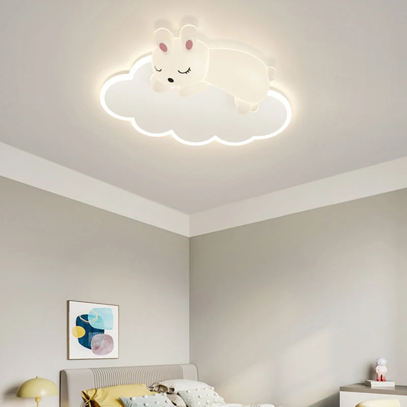 Cartoon Carrot Rabbit Lamps Warm Kids Bedroom Ceiling Light for Baby Girl Boy Childern's Room Lighting 220V Cloud Ceiling Light - vue 2 sur 7