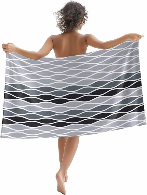 Serviette de plage motif vagues abstraites style marocain
