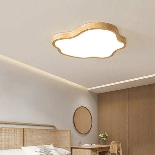 plafonnier led nordique en bois forme nuage éclairage décoratif moderne - vue 3 sur 8