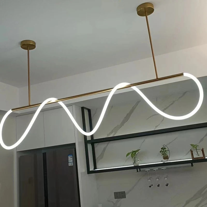 Modern minimalist hose LED restaurant chandelier used for kitchen, bar, hanging, lighting, and decorative lighting fixtures - vue 5 sur 21
