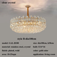 lustre de luxe moderne en cristal transparent pour décoration intérieure
