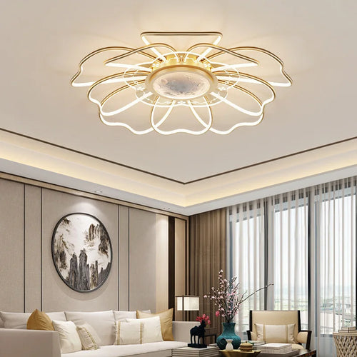 2023 Modern LED Chandelier Fixtures New Chinese Style Ceiling Fan Simple Rose Gold Living Room Chandelier - vue 2 sur 10