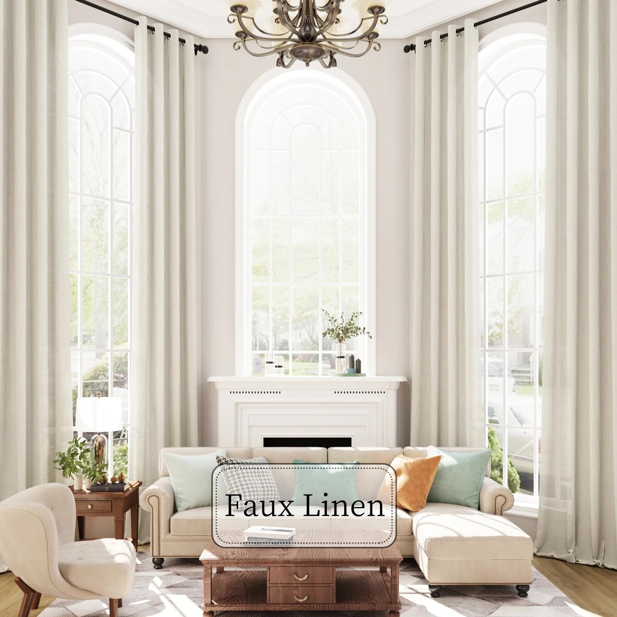 Voilage imitation lin extra long style moderne - vue 2 sur 6