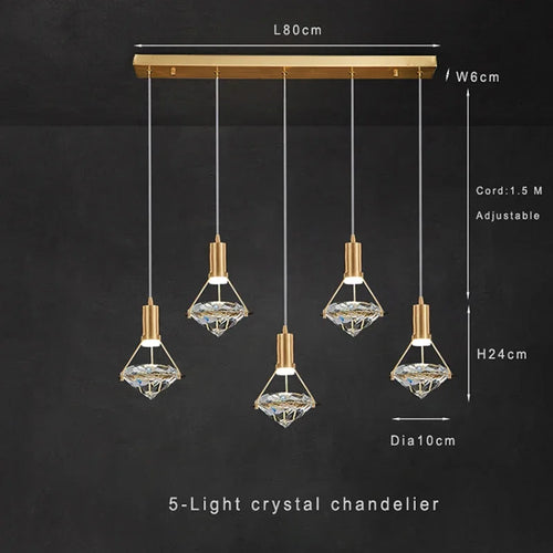 suspension moderne en cristal réglable pour intérieur élégant - vue 7 sur 11