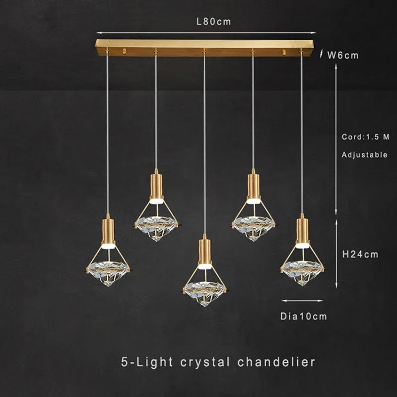 suspension moderne en cristal réglable pour intérieur élégant - vue 6 sur 11
