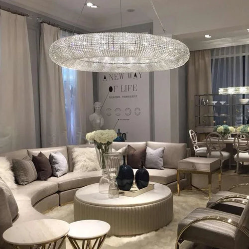 Modern Luxury Crystal Loft Chandelier Living Room Lustre Pendant Lamp Suspension Home Interior Decor Hanging Light Fixtures - vue 3 sur 10