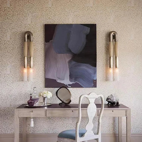 applique murale en métal et tissu avec éclairage acrylique blanc - vue 3 sur 9