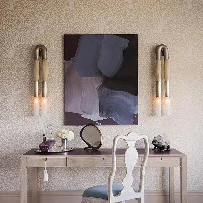 applique murale en métal et tissu avec éclairage acrylique - vue 2 sur 9