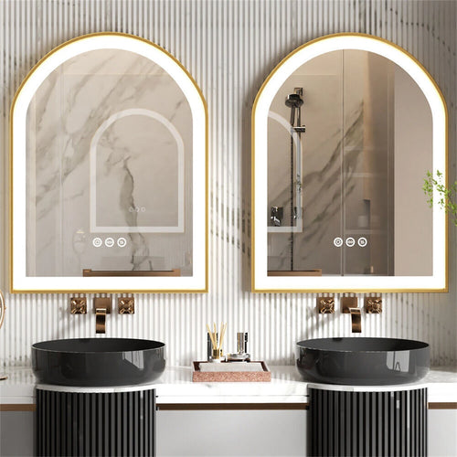 miroir mural à led doré anti-buée éclairage variable cadre en aluminium - vue 3 sur 6
